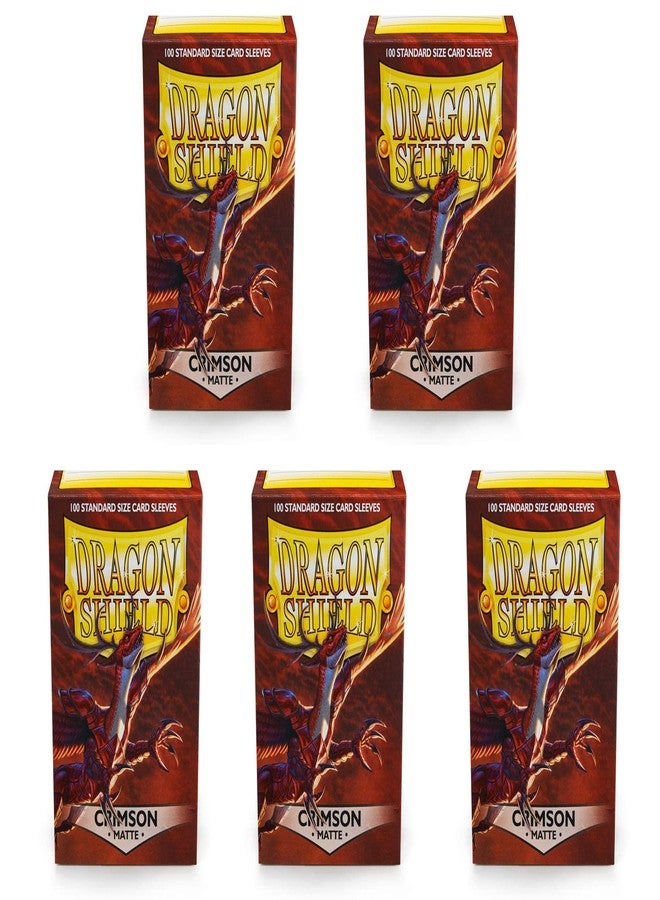 dragon shield 5 Packs Dragon Shield Matte Crimson Standard Size 100 ct Card Sleeves Value Bundle! - Image 2